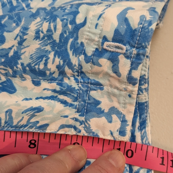 Talbots pant size 8 petite. All over blue print. Flat front Capri bottoms. - Picture 4 of 6